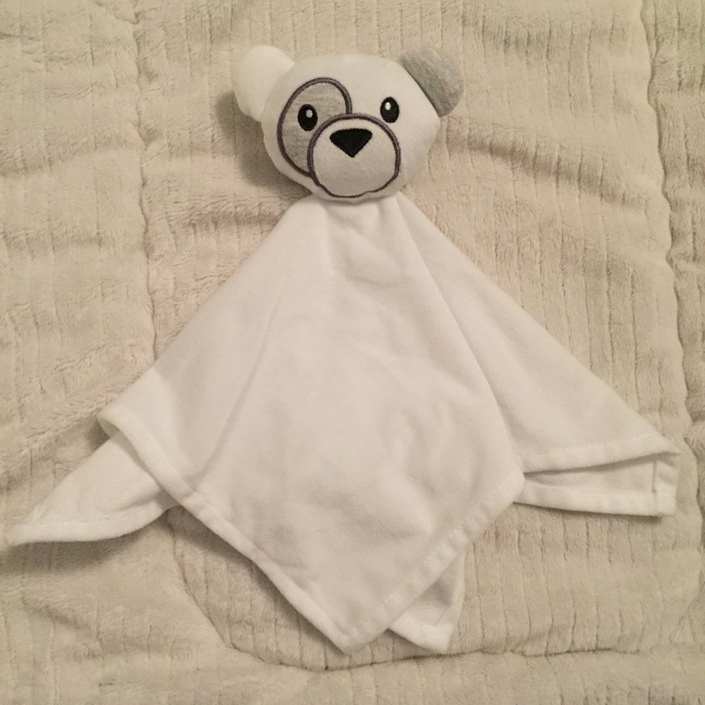 George Teddy Bear White Grey Baby Plush Security Blanket Lovey
